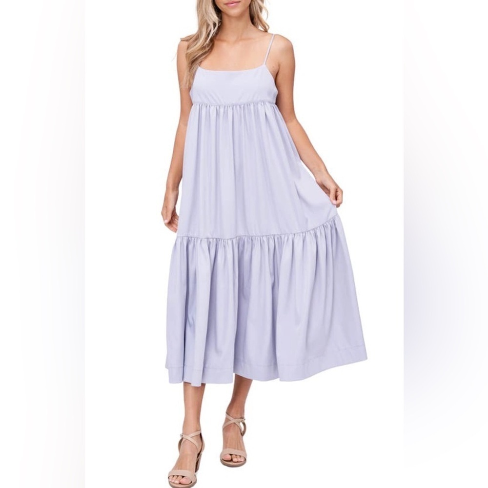 En Saison Sleeveless Lilac Purple Blue Midi Tiered Sundress NWT Size Small